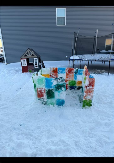 When your 10 year old loves Minecraft and freezing temps are here with a blizzard on the way….Dad of the year for sure! Stay tuned! #iceigloo #iceblocks #ice #snowstorm #minecraft