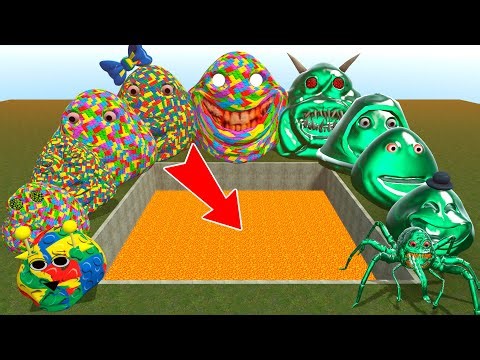 SPARTAN KICKING ALL LEGO and EMERALD 3D POU BOU'S REVENGE in GIANT LAVA HOLE in Garry's Mod