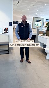 So what makes the winning bathroom, THE winning bathroom? 👀 Get the inside scoop from our consultant Michael. It's not just about aesthetics, but functionality too! Discover the products which set this bathroom apart, making it both practical and beautiful. Reece featured products 🛁: Milli Oria Wall Basin Mixer in brushed bronze, Kado Era Vanity in matte feather grey, Roca Inspira Round Above Counter Basin in matte white, Kado Lussi Freestanding Bath in solid surface, Milli Mood Twin Rail Show