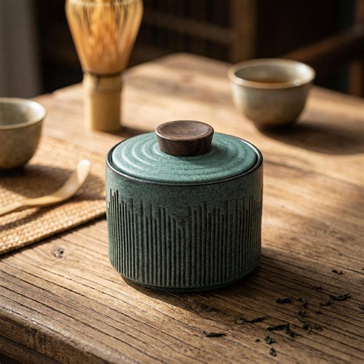 Modern Ceramic Storage Jar With Wooden Lid – Ribbed Stoneware Kitchen Canister, Minimalist Home Decor - Etsy