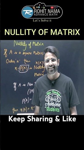 NULLITY OF MATRIX | RANK OF MATRIX | #dsssbmaths #rpsc1stgrade #kvspgtmaths #pgtmaths #rohitnama