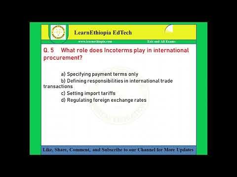 Foreign Procurement | Model Exit Exam Questions for Logistics & Supply Chain Management Exit Exam