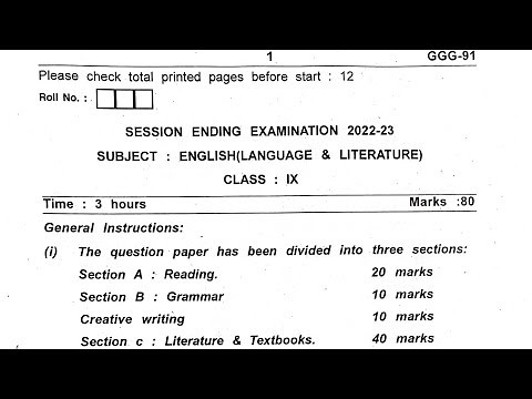 Class-9 ENGLISH / Annual Exam CBSE Question Paper 2023 For KENDRIYA VIDYALAYA (KVS) Students