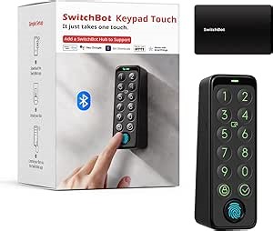SwitchBot Smart Keypad Touch for SwitchBot Lock, Fingerprint Keyless Home Entry, IP65 Waterproof, Supports Virtual Passwords for Home Security(Only Works for SwicthBot)