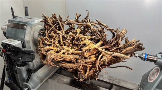 Woodturning a scary tree root