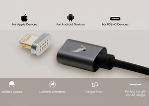 VOLTA Magnetic Charging Cable Supports iOS, Android And USB-C and Has A Lifetime Guarantee (video)