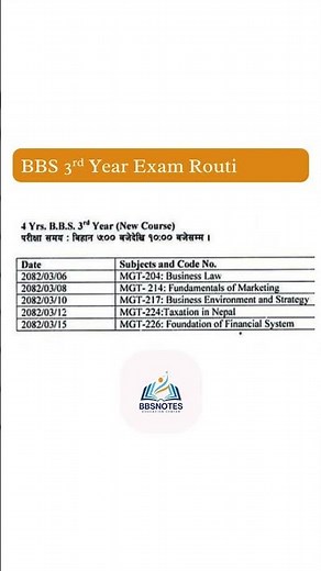 BBS 3rd Year 2082 Exam Routine 2082