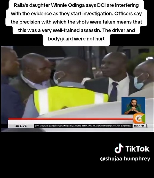 Live pictures of the vehicle that Hon Were was being driven in by his driver He was sitting in the passenger’s seat. About 6 rounds were shot, some were aimed at him The driver and bodyguard were not hurt Inside his vehicle are some of his documents, including a Parliamentary paper Officers say the precision with which the shots were taken means that this was a very well-trained assassin Some MPs are saying this could be politically instigated #kasipul #mp #were #shujaahumphrey