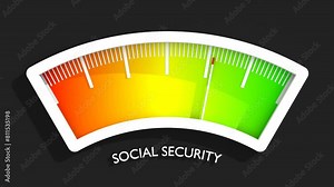 Social security level on measure scale. Instrument scale with arrow. Concept of insurance, social protection and support.
