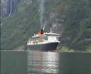 QM2 in Geiranger, Norway