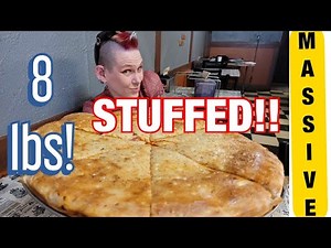 MASSIVE STUFFED PIZZA CHALLENGE!! THE BRONX BOMBER!! 8 LBS | MOM VS FOOD