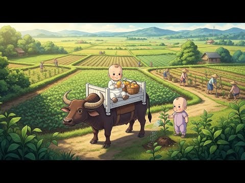 “From Sunrise to Sunset: A Baby’s Day Out” ⭐|Village routine| ghibli style cartoons animation