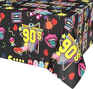 90s Party Table Cloth, 90s Table Cloths for Parties Supplies, 3PCS 90s Birthday Party Table Cover for 1990s Hip Hop Theme Party Decorations, 90s Theme Tablecloth Party Decorations