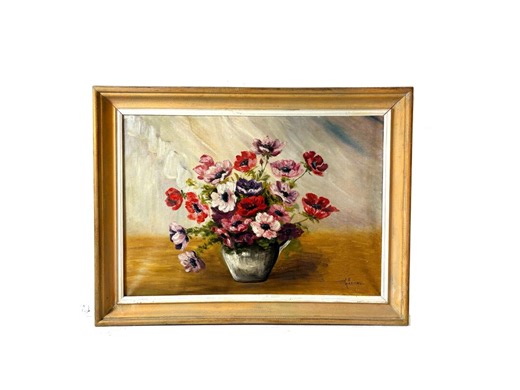 Large Still Life Vase of Anemones Oils on Canvas, Original Wood Frame Signed French School - Etsy