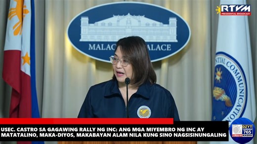 8.1K views · 242 reactions | Usec. Castro sa gagawing rally ng INC: Ang mga miyembro ng INC ay matatalino, maka-diyos, makabayan alam nila kung sino nagsisinungaling | DZYT 765 | Facebook