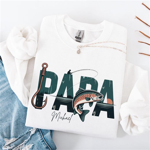 Custom Fishing Papa Retro Sweatshirt, Personalized Funny Fishing Shirt, Dad Gift for Father's Day or Birthday, Fishing Lovers Gift FM28 - Etsy