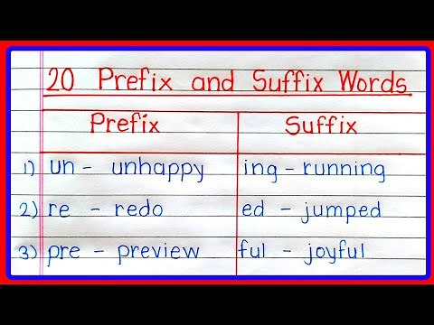 20 prefixes and suffixes | Prefix and suffix in english | Prefix and suffix in english grammar