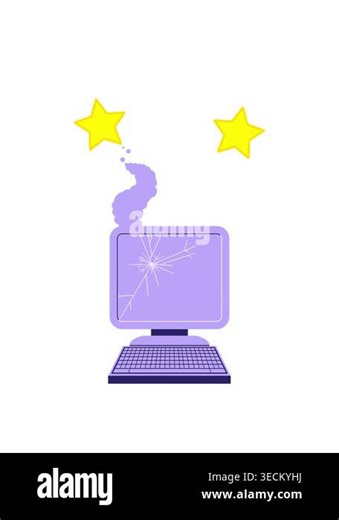 spinning stars animation of broken computer graphic vector illustration Stock Video Footage - Alamy