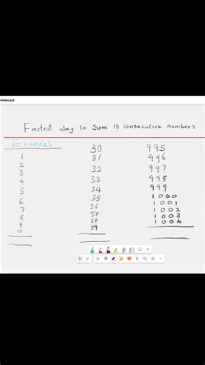 The Fastest Way to Add 10 Consecutive Numbers No Calculator!