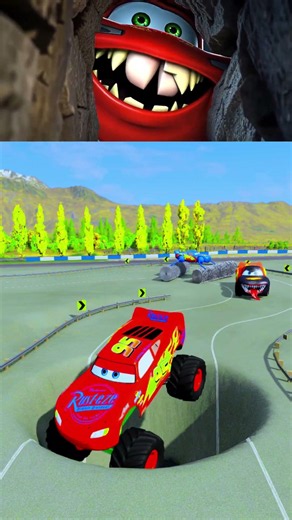 Zombie CyberTruck McQueen Vs Giant Deep Pit BeamNG.Drive