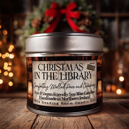 Christmas in the Library Candle | Limited Edition Soy Wax | Mulled Pear, Cranberry & Amber | Cozy Bookish Gift - Etsy