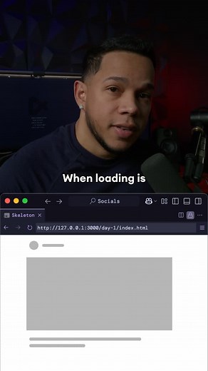 Julio Lopez | Frontend Developer on Instagram: "Skeleton screens are UI placeholders that show the layout of content while it loads. They keep users engaged, reduce frustration, and improve the perception of speed during delays. Use them when your site or app has loading times—whether due to slow connections, heavy content, or backend processing. In this video, I’ll show you how to build a skeleton screen using HTML and CSS. Source code? I’ve got you. Profile → GitHub highlight → Link. 📂