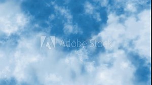 Clouds movement in the blue sky. Flying in the clouds. The clouds are moving towards me. Cloudscape background animation