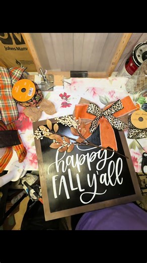 I think I may have a little bit of ADHD with all the projects I started and never finished. 🤣🤣🤣 But today I finished almost all my projects. The bows took the longest. #woodsign #doorhangers #falldecor #porchsign #bowmaking