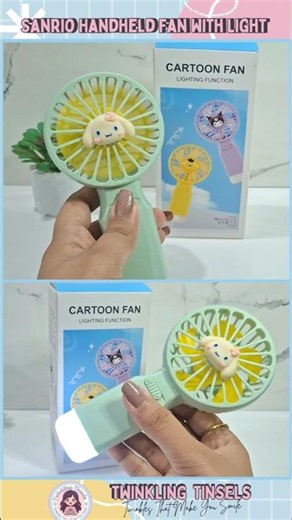 💚🐰 Sanrio Handheld Fan With Light 💡| Summer Finds 🏖️ Cinnamoroll Cartoon Kawaii Mini Cute Fan Review