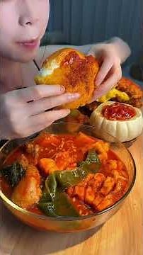Served with exploding chicken and fried cheese, it's delicious #mukbang