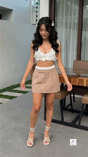 Cute 3D Floral Crop Top Outfit