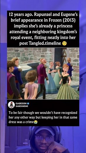 12 years ago. Rapunzel and Eugene's brief appearance in Frozen (2013)