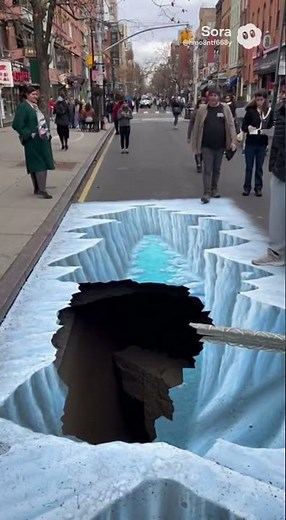 Funniest Illusion Fail: people Walks Over “Fake Hole”BIG MISTAKE! #funny #comedy #shorts #viral 😂🕳️