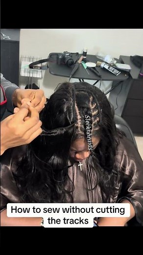 Sew in method #hairstyles curly hair leave out sew in how to do no cutting tracks