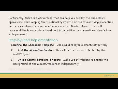 Enhancing CheckBox UI: Changing Background Color on Mouse Over & Checked State in WPF