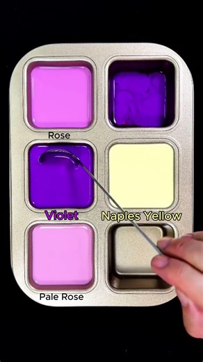 Create 4 colors from 2 colors: Violet + Naples Yellow #asmr #colormixing #mix #colors #mixing