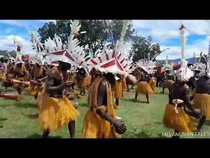 Morobe Province, PNG. Traditional Dancing in colorful costumes.