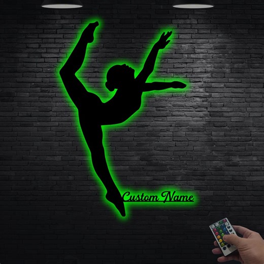 Custom Modern Dance Metal Wall Art With LED Light, Ballet Dancer Name Sign Decor - Etsy