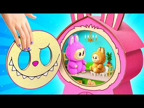 What's Inside Labubu Cardboard House? 🏡 *I Built Mini Cardboard Labubu House From Scratch*