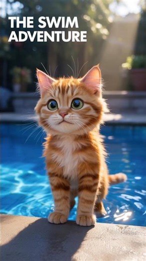 "Cat’s Adventure to the Pool | Cute Pixar-Style 3D Animation Short"