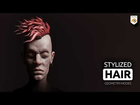 Blender Tutorial - Stylized Hair with Geometry Nodes (Cyberpunk)