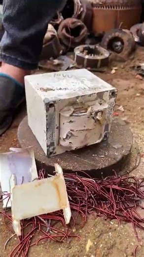 The process of cutting scrap transformers with electric picks