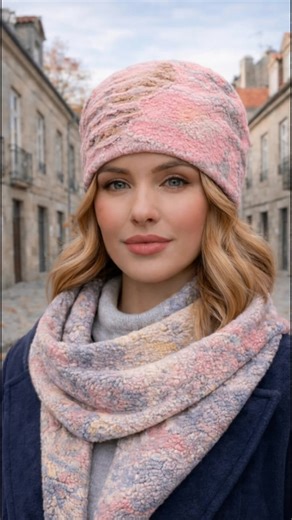 Soft and elegant handmade set ✨ A felted hat and scarf made from natural merino wool. Light, warm, and incredibly soft, with a delicate pastel blend of pink and grey tones. This set: • keeps you warm without feeling heavy • holds its shape beautifully • feels gentle on the skin Perfect for everyday wear and stylish city looks. Each piece is one of a kind — just like you. Handmade • Natural materials • Unique design #handmade #feltedwool #feltedhat #felted #merinowool
