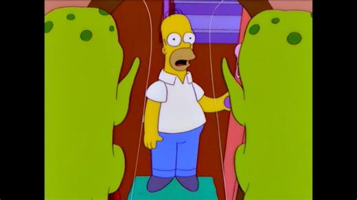 'Hello.. oh great! Mormons.' (S10 E4 - 'Treehouse of Horror IX' - 'Starship Poopers') | The Simpsons & Futurama Best Moments