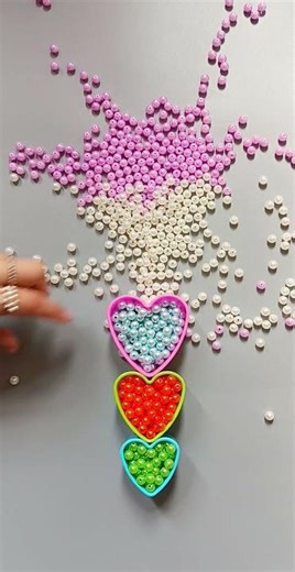 Beads Exploding from Heart Mold! 📊💎 So Satisfying ASMR