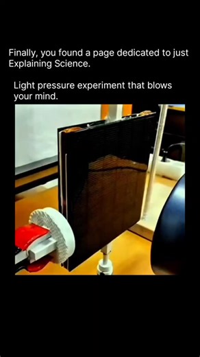 How Science Looks on Instagram: "Light carries momentum, and when photons strike a surface, they can exert pressure known as radiation pressure. In experiments with lightweight panels or solar sails, this pressure is enough to create measurable torque and cause rotation. Although the effect is extremely small on Earth, in space it becomes significant, allowing concepts like solar sails to harness light for propulsion without fuel. This simple demonstration shows the fascinating power of photons 