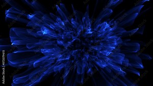 Abstract Blue Animated On Black Background with Trapcode Mir. Abstract dark motion gradient light trails futuristic background motion 4k shot.