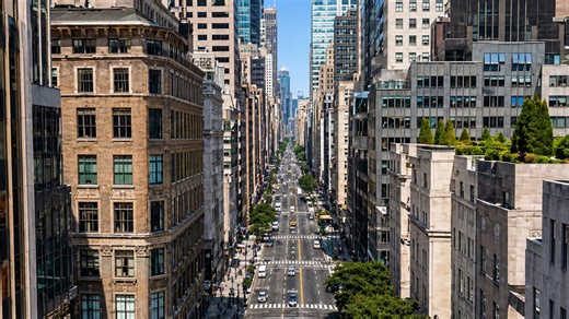 New York City avenue in bright daylight view
