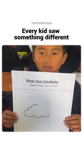 A teacher gave students the same simple cloud shape. The assignment? "Complete the picture. This is NOT a cloud." What happened next? Pure creativity. (Watch until the end🎥) This is what creativity looks like when you give it permission to exist. When there's no "wrong answer." When curiosity meets confidence. Every child is an artist. The problem is staying an artist when you grow up. What would YOU turn this cloud into? Drop your idea below 👇 #Creativity #ArtEducation #YoungArtists Want more