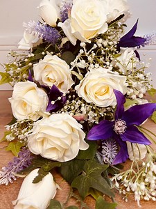 Purple White Wedding Bouquet. Artificial Flowers. Faux Flower Bouquet. - Etsy